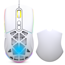 Warp WRP-O12800-W 12800 Dpi Wide RGB Özel ABS Doku Reflex Örgü Kablolu Beyaz Gaming Mouse - 1