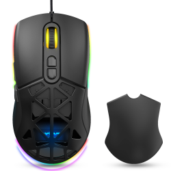 Warp WRP-O12800-B 12800 Dpi Wide RGB Özel ABS Doku Reflex Örgü Kablolu Siyah Gaming Mouse - 1