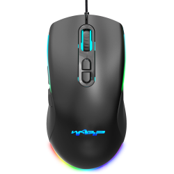 Warp WRP-S12800-B 12800 Dpi Wide RGB Özel ABS Doku Reflex Örgü Kablolu Siyah Gaming Mouse - 1